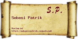 Sebesi Patrik névjegykártya
