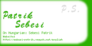 patrik sebesi business card